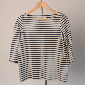 Lauren Moffatt Beige & Blue Shirt